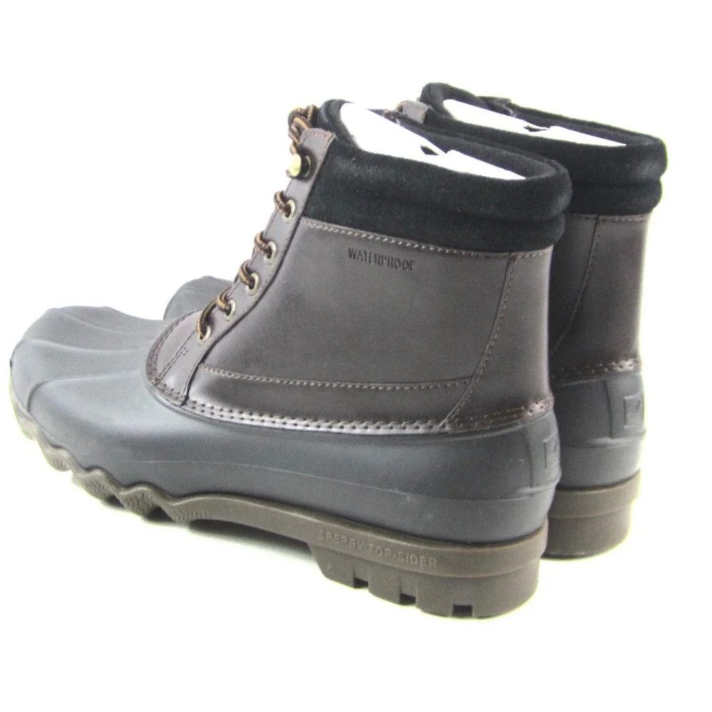 Sperry Brewster Men's Amaretto Brown Duck Rain Mud Winter Snow Boots Sz 10 M NEW